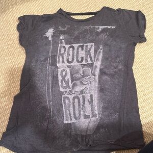 Lauren moshi short sleeve cut out back neck rocker tee